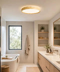 Wood-Effect LED Flush Mount Ceiling Light with Remote Option — product view