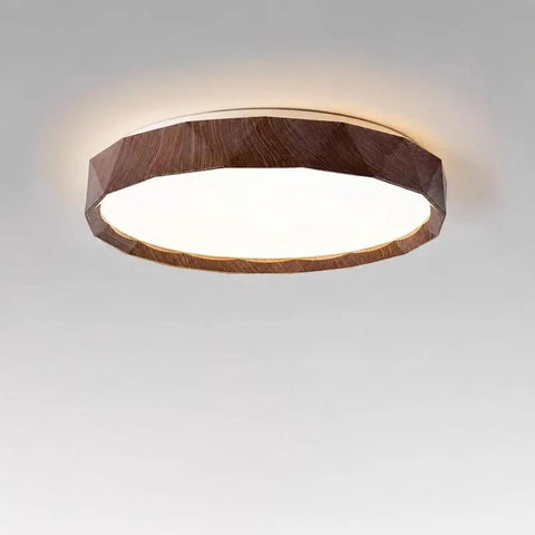 Wood-Effect LED Flush Mount Ceiling Light with Remote Option — product view