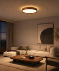 Wood-Effect LED Flush Mount Ceiling Light with Remote Option — product view