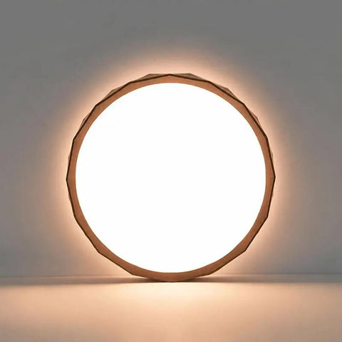 Wood-Effect LED Flush Mount Ceiling Light with Remote Option — product view