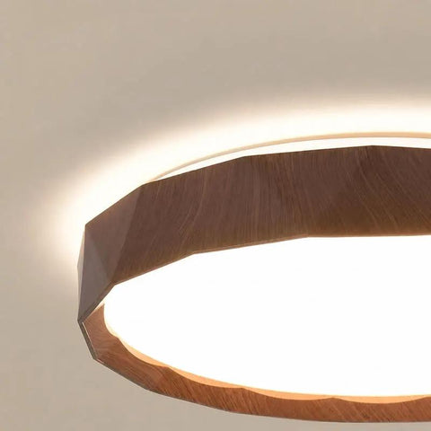 Wood-Effect LED Flush Mount Ceiling Light with Remote Option — product view