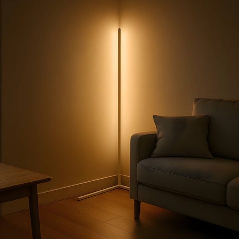 Modern LED Corner Floor Lamp with Remote Control and Dimmable Indirect Lighting