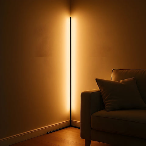 Modern LED Corner Floor Lamp with Remote Control and Dimmable Indirect Lighting