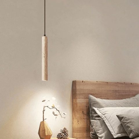 Slim Travertine LED Pendant Light for Bedroom and Dining Area Lighting
