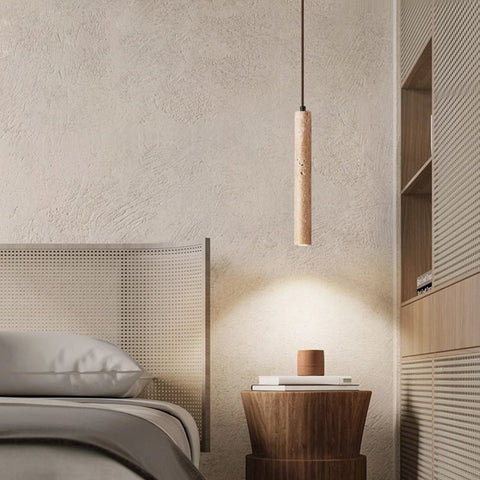 Slim Travertine LED Pendant Light for Bedroom and Dining Area Lighting