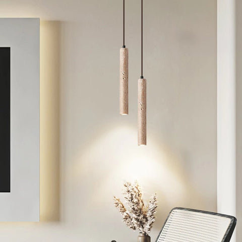 Slim Travertine LED Pendant Light for Bedroom and Dining Area Lighting