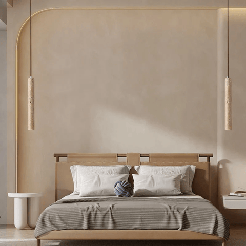 Slim Travertine LED Pendant Light for Bedroom and Dining Area Lighting