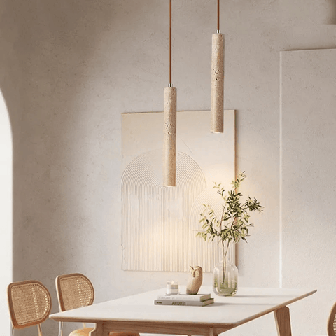 Slim Travertine LED Pendant Light for Bedroom and Dining Area Lighting