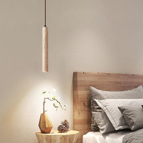 Slim Travertine LED Pendant Light for Bedroom and Dining Area Lighting