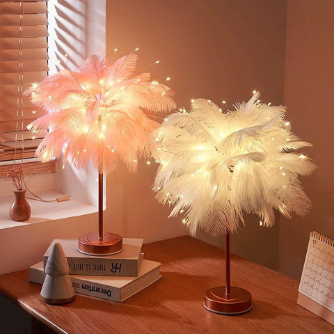 Feather Table Lamp with Color Options