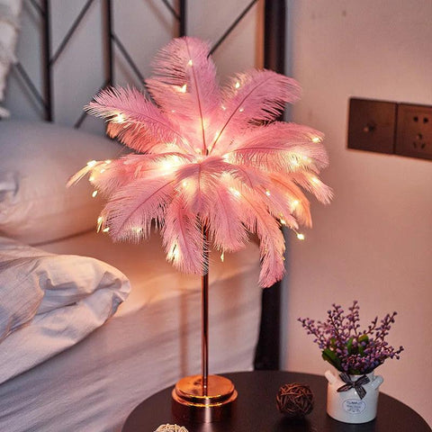 Feather Table Lamp with Color Options