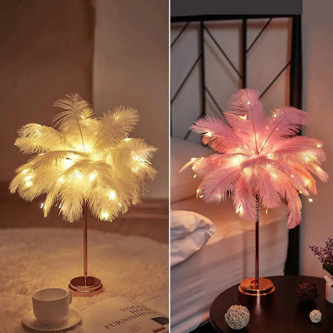 Feather Table Lamp with Color Options