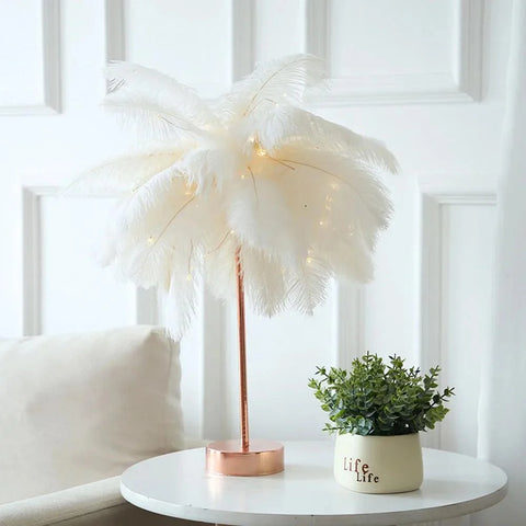 Feather Table Lamp with Color Options