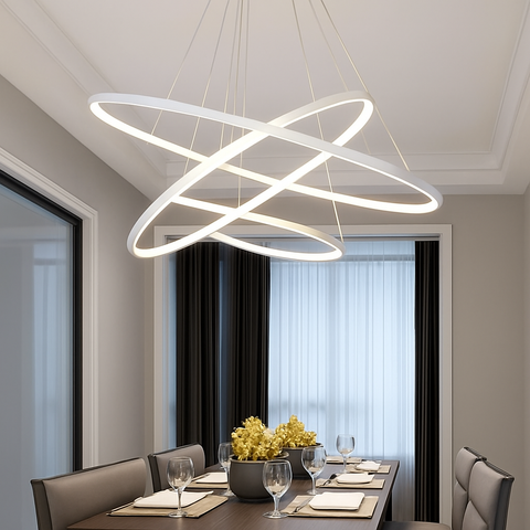 Modern LED Ring Chandelier for Dining Room and Foyer Lighting for Home