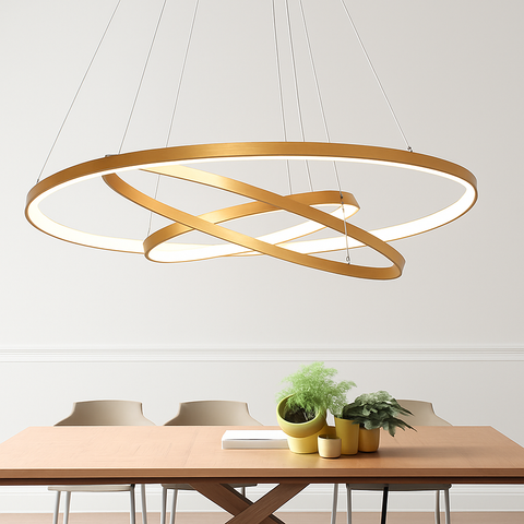 Interlocking LED Ring Chandelier for Dining Room and Foyer Lighting