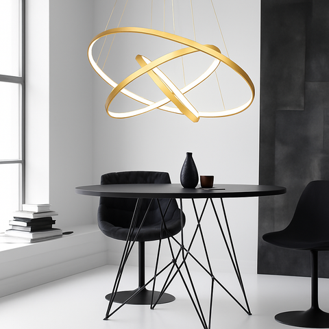 Interlocking LED Ring Chandelier for Dining Room and Foyer Lighting