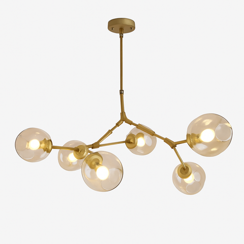 Branch Chandelier with Glass Globes for Large Living and Dining Rooms
