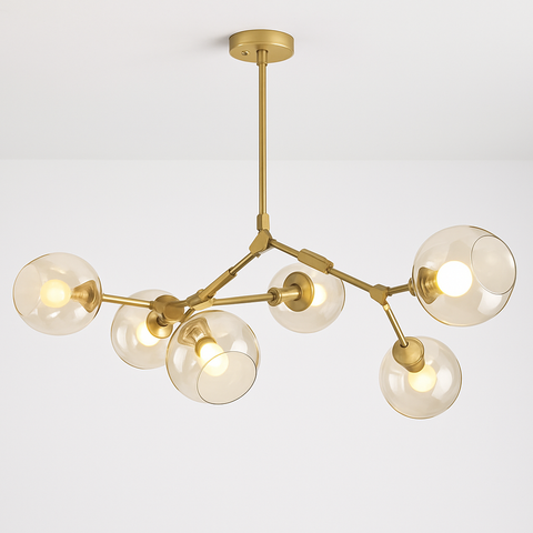 Branch Chandelier with Glass Globes for Large Living and Dining Rooms