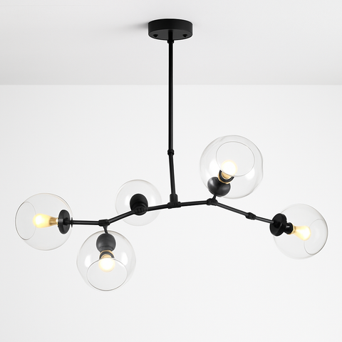 Branch Chandelier with Glass Globes for Large Living and Dining Rooms