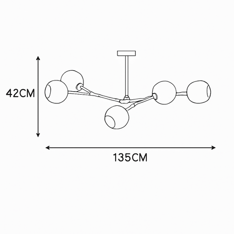 Branch Chandelier with Glass Globe Shades for Statement Room Lighting