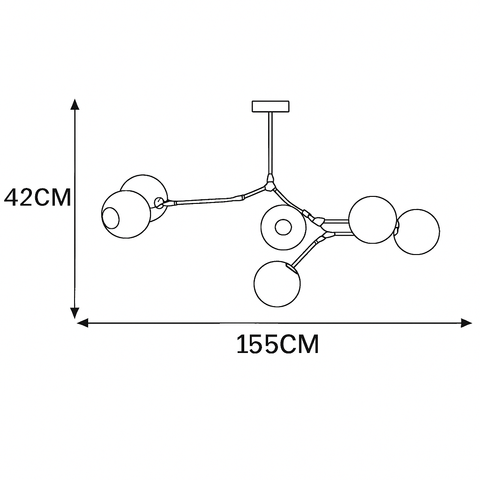 Branch Chandelier with Glass Globe Shades for Statement Room Lighting
