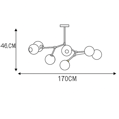 Branch Chandelier with Glass Globe Shades for Statement Room Lighting