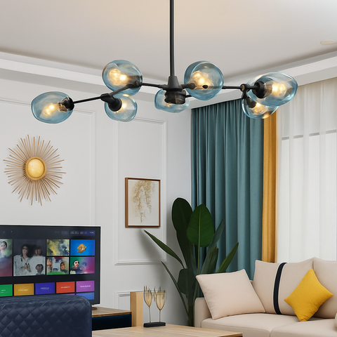 Branch Chandelier with Glass Globe Shades for Statement Room Lighting