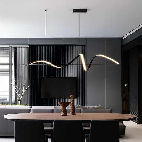 Linear Wave LED Pendant Light for Dining Table and Kitchen Island