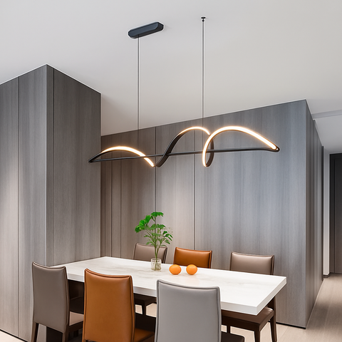 Linear Wave LED Pendant Light for Dining Table and Kitchen Island