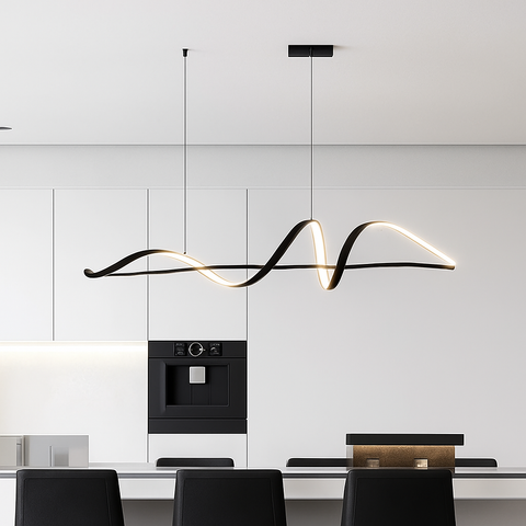 Linear Wave LED Pendant Light for Dining Table and Kitchen Island