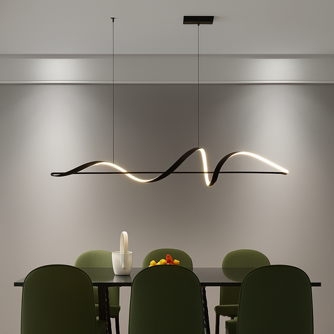 Linear Wave LED Pendant Light for Dining Table and Kitchen Island