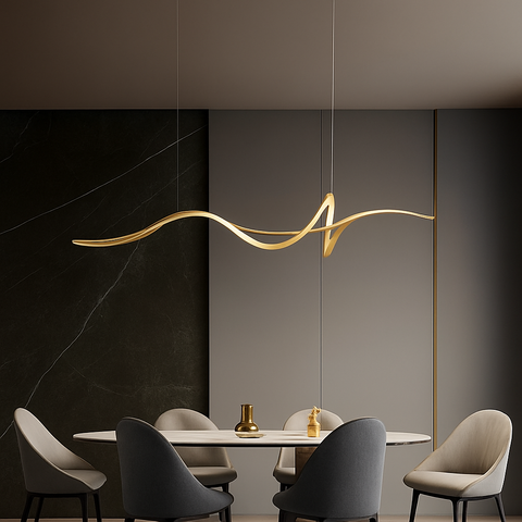 Linear Wave LED Pendant Light for Dining Table and Kitchen Island