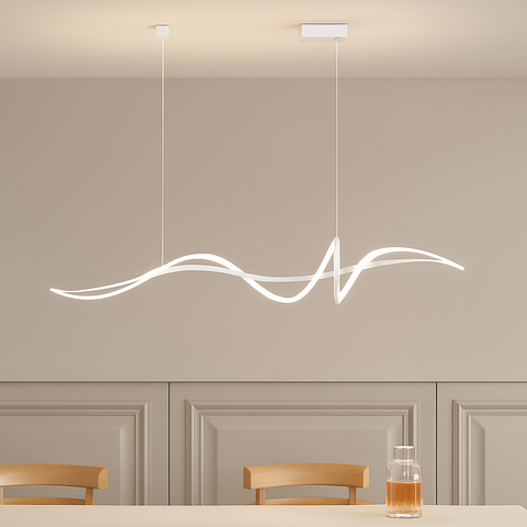 Linear Wave LED Pendant Light for Dining Table and Kitchen Island