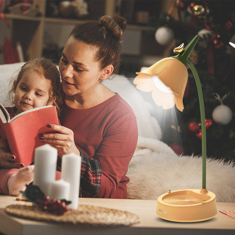 Floral LED Desk Lamp with Touch Control, Three Light Settings, Rechargeable Battery and Flexible Stem
