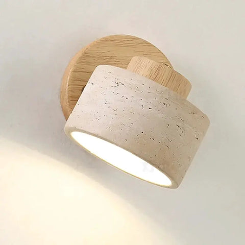 Rotatable Stone and Wood Wall Sconce for Reading — product view