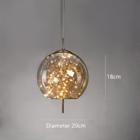 Blown Glass Pendant Light with Decorative LED Wire for Dining Rooms