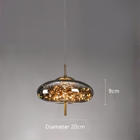 Blown Glass Pendant Light with Decorative LED Wire for Dining Rooms