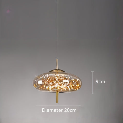 Blown Glass Pendant Light with Decorative LED Wire for Dining Rooms