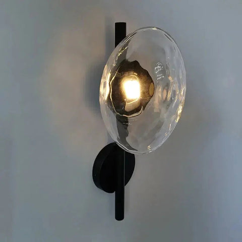 Modern Glass Globe Wall Lamp with Metal Frame, Nordic Style Sconce for Bedroom, Hallway and Living Room