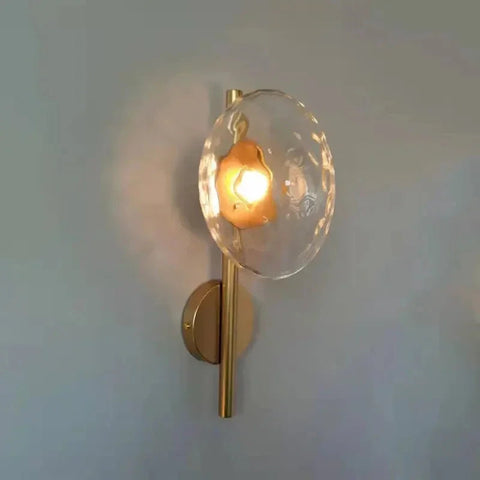 Modern Glass Globe Wall Lamp with Metal Frame, Nordic Style Sconce for Bedroom, Hallway and Living Room