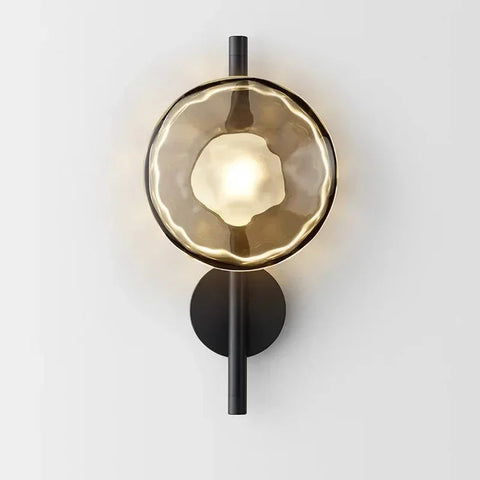 Modern Glass Globe Wall Lamp with Metal Frame, Nordic Style Sconce for Bedroom, Hallway and Living Room
