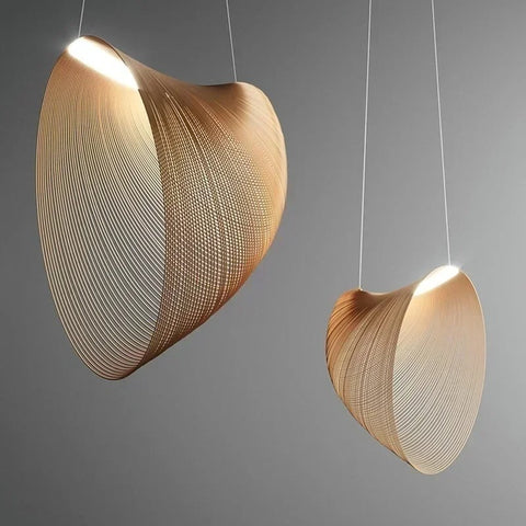 Sculptural Wood Pendant Light for Wabi-Sabi Dining and Living Rooms