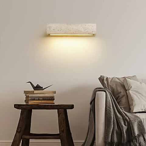 Wall Light with Travertine Bar and Linear Downlight