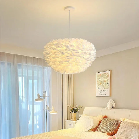 Feather Globe Pendant Light for Bedrooms, Nurseries, and Living Rooms