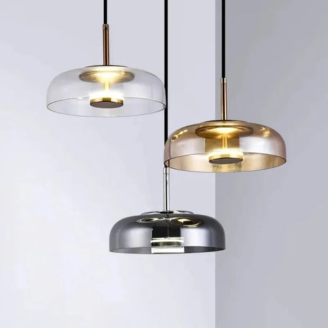 Contemporary Glass Disc Pendant Light for Kitchens and Dining Rooms