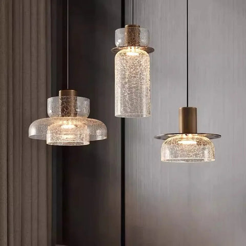 Crackled Glass Pendant Light for Kitchen Islands and Dining Rooms