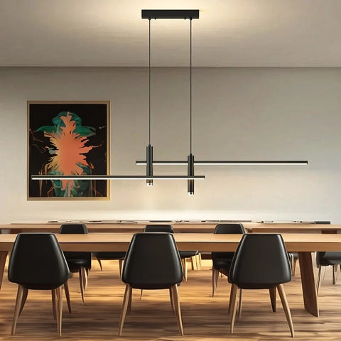 Linear LED Pendant Light with Spotlights for Kitchens and Dining Tables
