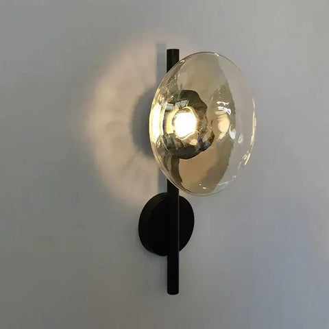 Modern Glass Globe Wall Lamp with Metal Frame, Nordic Style Sconce for Bedroom, Hallway and Living Room