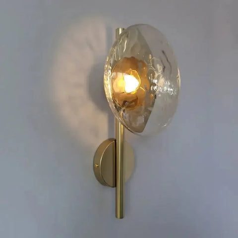 Modern Glass Globe Wall Lamp with Metal Frame, Nordic Style Sconce for Bedroom, Hallway and Living Room