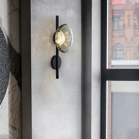 Modern Glass Globe Wall Lamp with Metal Frame, Nordic Style Sconce for Bedroom, Hallway and Living Room